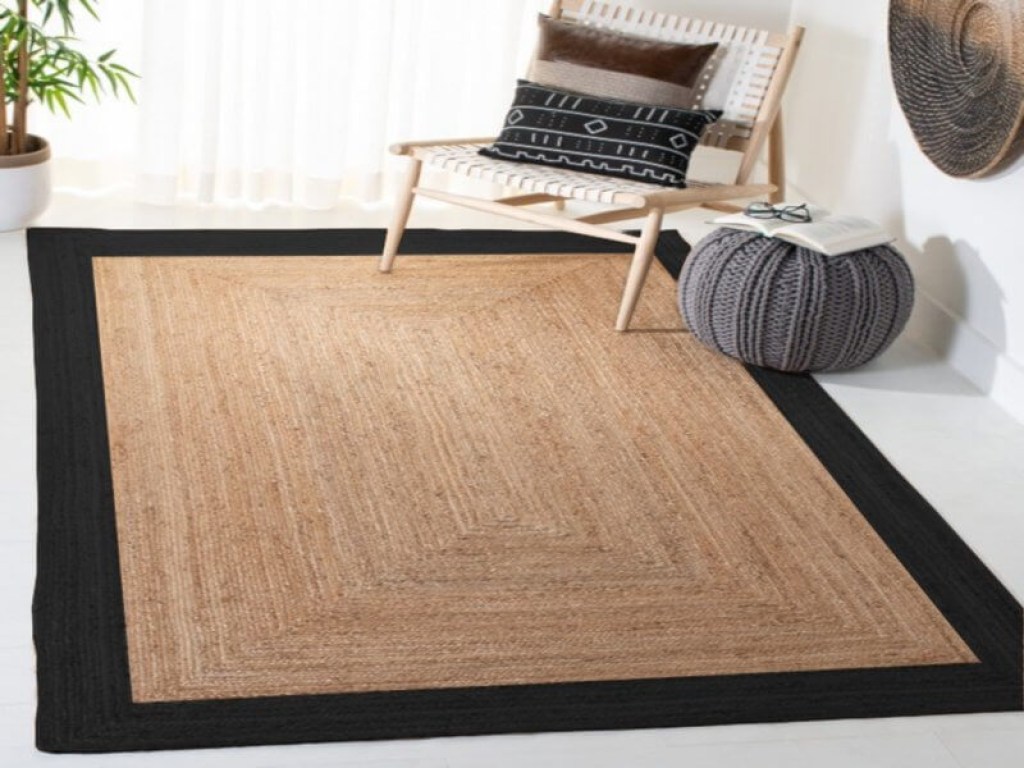 Χαλί Γιούτα Ορθογώνιο Μαύρο Βαμβακερό Γαρύφαλλο | Γαρύφαλλο - Λευκά Είδη